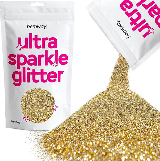 Hemway Premium Ultra Sparkle Glitter Multi Purpose Metallic Flake for Nail Art, Cosmetic Graded, Makeup, Festival, Party, Hair, Body and Eyes 100g / 3.5oz - Gold Silver