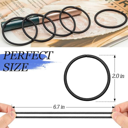100PCS Black Hair Ties For Thick Hair, Ponytail Holders Hair Ties No Damage For Women, Elastic Thick Hair Ties Hair Bands For Girl Thin Hair (Black)