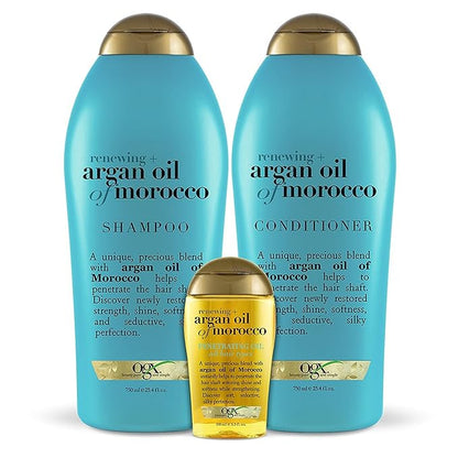 OGX Renewing + Argan Oil of Morocco Conditioner, 25.4 Ounce Salon Size, Blue (Pack of 2)