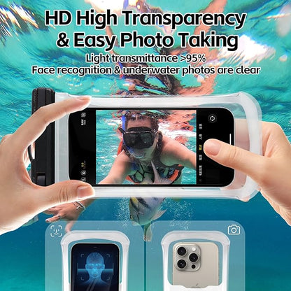 2PCS Waterproof Phone Pouch- [3D Design ], Waterproof Phone Case for iPhone 15 14 13 Pro Max Plus Galaxy Google Up to 8", Dry Bag for Beach Cruise Travel, Black/Clear