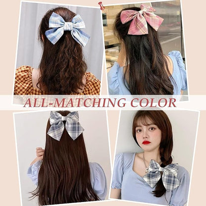 8 PCS Hair Bows for Womens Girls,Bow-knot Hair Clips for Women Thick Hair & Thin Hair,Big Bows Hair Clips,Nonslip Bow Claw Clips for Womens