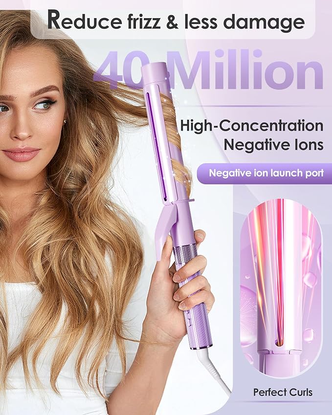 NOVUS 1.4 Inch Curling Wand, Professional Curling Iron, Negative Ions Hair Curler, Large Barrel Curling Iron