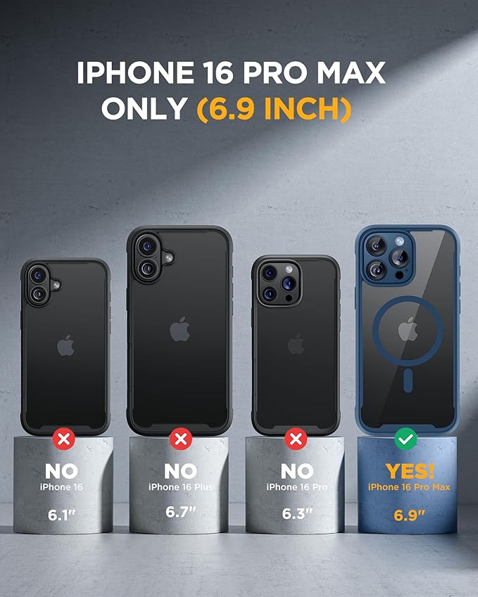 Miracase for iPhone 16 Pro Max Case 6.9'', [Bubble Free] Full-Body Bumper Phone case with Built-in Full Glass Screen &Lens Protector,Compatible with MagSafe,Drop Proof 16 Pro Max Cover,Blue