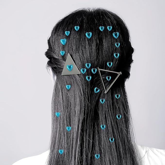 264Pcs Heart Face Gems Love Gems, Self-Adhesive Face Jewels Rhinestones 5/7/10 mm DIY Face Gems Stick on, Valentine Makeup Gems Rave Accessories for Face Eyes Hair Makeup Body, Crafts (Blue)