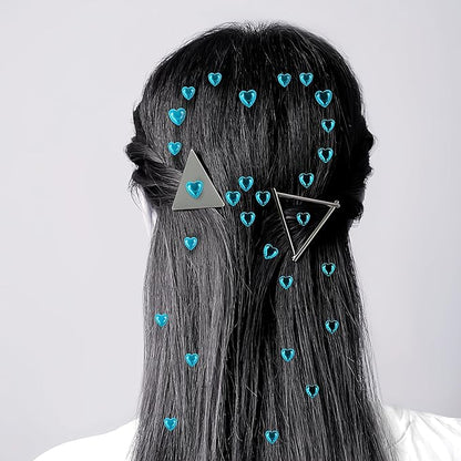 264Pcs Heart Face Gems Love Gems, Self-Adhesive Face Jewels Rhinestones 5/7/10 mm DIY Face Gems Stick on, Valentine Makeup Gems Rave Accessories for Face Eyes Hair Makeup Body, Crafts (Blue)