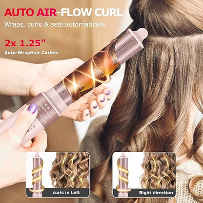 5 in 1 High-Speed Hot Air Styler - Professional Frizz-Free Hair Dryer Brush, Fast Drying Hair Dryer, No Heat Damage Air Styler Wrap - Curl, Volumize, Straighten with Travel Bag