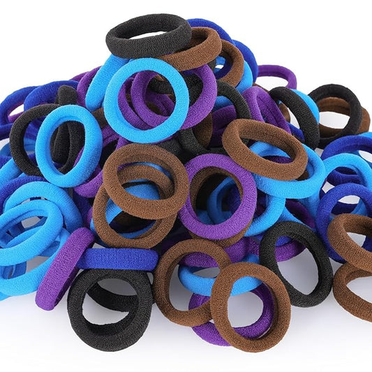 120 Pcs Baby Hair Ties, Cotton Toddler Hair Ties for Girls and Kids, Multicolor Small Seamless Hair Bands Elastic Ponytail Holders(Dark)