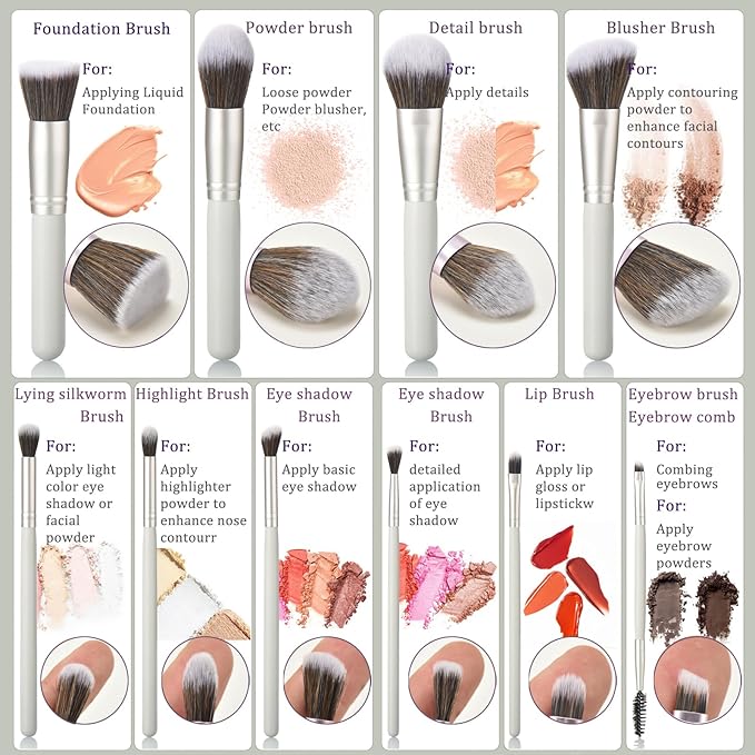 10Pcs Makeup Brush Set With Sponges And Drying/Storage Case，Best Gift For Women/Girls, Used For Powder, Foundation, Highlight, Eye Shadow, Concealer, Etc., Suitable For Beginners (Green 13pcs)