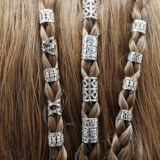 100 PCS Hair Jewels for Braids Silver Dreadlock Beads Loc Accessories Hair Rings for Girls Adjustable Cuffs Iron Braiding Hair Rings Decoration Hair Jewelry for Women