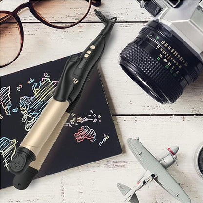 2 Hair Straightener and Curler Flat Iron Curling Wand, 1.25 Inch 2 in 1 Iron, Ceramic Tourmaline Styling Tools 275℉-425℉ Temp Adjustable, Dual Voltage Travel Girl Gift