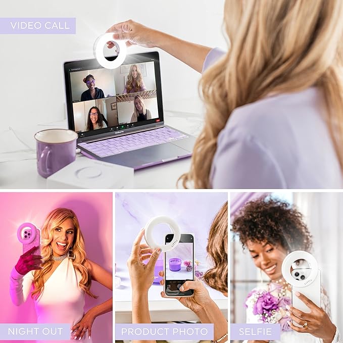 Selfie One - Ring Light for Phone, iPhone, Android or Laptop | 3 Adjustable Light Modes | Rechargeable Batteries | Clip On Design | Perfect for Beauty, Influencers, Creators