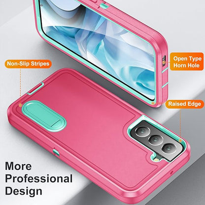 for Samsung Galaxy S22 Plus Case Galaxy S22+ Case with Kickstand Case 3-Layer Military Grade Protective Case Cover Silicone Rugged Shockproof for Galaxy S22 Plus S22+ Phone Case Rose Red+Cyan