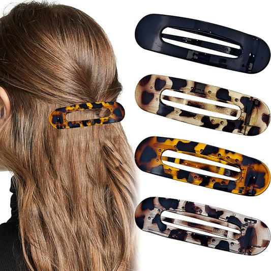 4PCS Flat Hair Clips for Women, Round Lay Down Hair Claw Clips for Thin Thick Hair, Alligator Hair Clips for a Sleek Look Strong Hold French Barrettes Fashion Styling Accessories for Girls