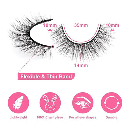 Newcally Natural Look Lashes Mink 3D Volume Wispy False Eyelashes Short Light Volume Fake Eye Lashes Pack 14 Pairs Reusable Soft Faux Mink Eyelashes