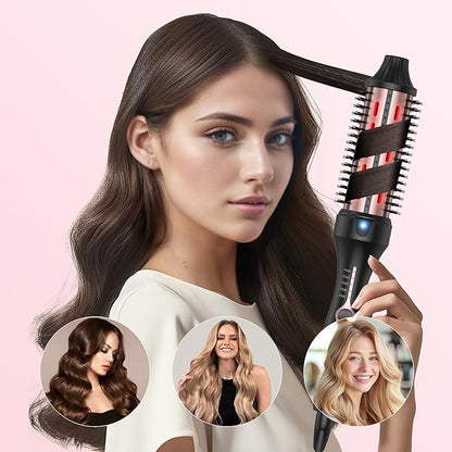 1 1/2 Inch Thermal Brush for Women, Hair Curling with Red Light Heated Round Fast Heating, Hot Round Double Voltage for Travel for Hair Straightening Curling Volumize