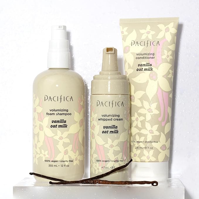 Pacifica Vanilla Oat Milk Volumizing Foam Shampoo – Weightless Foaming Shampoo for Fine or Flat Hair, Adds Volume & Body, Hydrating Oat Milk, Sulfate-Free, Vegan