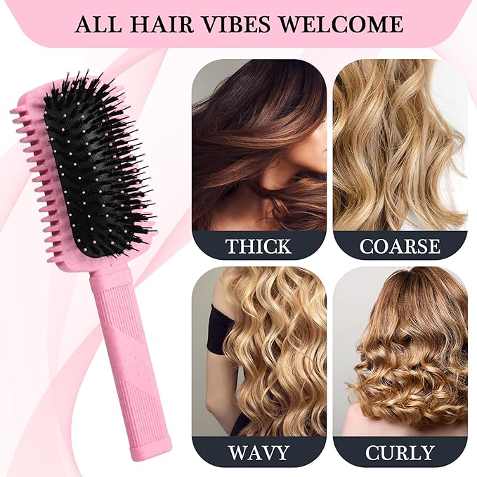 Curl Defining Brush Pink, Volume Curly Hair Brush for Detangling Shaping and Styling Women's Curls, Reduce Pulling