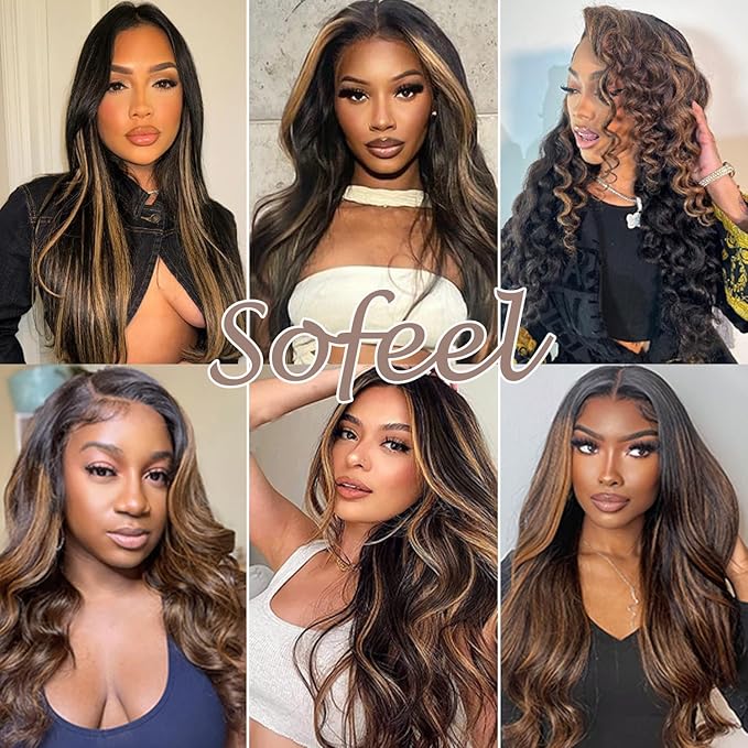 13x4 Body Wave Lace Front Wigs Human Hair 180 Density FB/30 Balayage Ombre Lace Front Wig Human Hair Pre Plucked with Natural Hairline HD Full Frontal for Black Women 18 Inch
