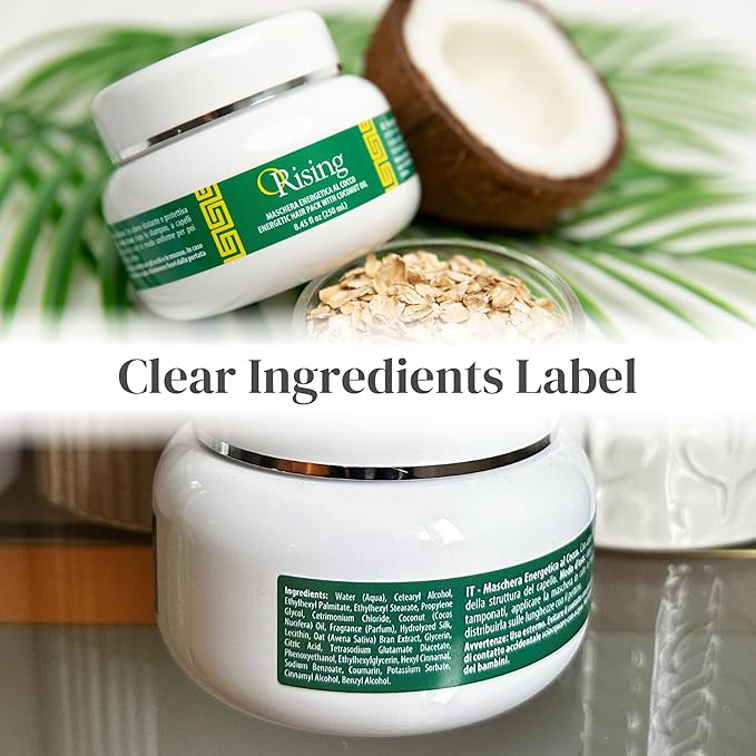 Orising Hydrating Hair Mask for Dry Hair - Made in Italy - Deep Conditioner for Dry Damaged Hair, Virgin Coconut Oil & Oat Conditioning Hair Treatment for Dry Damaged Hair, Hair Moisturizer (8.45 Oz)