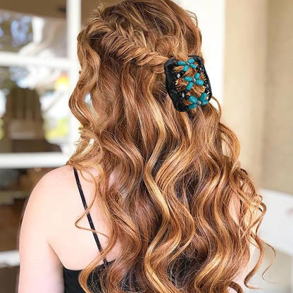 5 Pieces Stretchy Magic Hair Comb Adjustable Elastic Comb Hair Clip for Women Girls No Crease Hair Pins Vintage Hair Bun Maker Hair Accessories for Curly Thick Wavy Hair Ponytail