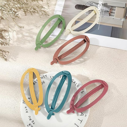 French Concord Hair Clips Claw - 6Pcs Side Slid Flat Hair Clips for Volume Strong Hold No Slip Grip Hair Claw Clips for Women Girls Thick Thin Hair (Matte Bright Oval(Large, 4.7 inches))