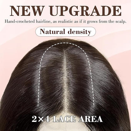 NAYOO Long Dark Brown Mixed Chestnut Wavy Wig for Women 26 Inch Middle Part Lace Hairline Curly Wavy Wig Natural Looking Synthetic Heat Resistant Fiber Wig for Daily Party Use