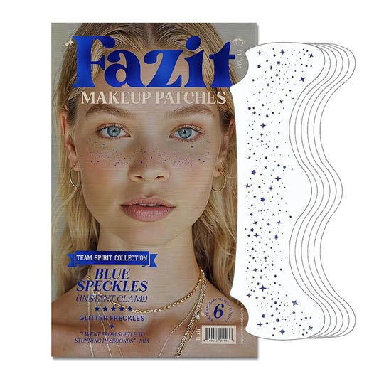 Fazit Blue Speckle Makeup Patches - Waterproof, Temporary Face Patches - 6 Count