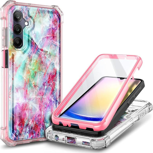 Designed for Samsung Galaxy A25 5G Case, Slim Stylish Full-Body Protective Shockproof Rugged Bumper Cover with Built-in Screen Protector (Marble Fantasy)