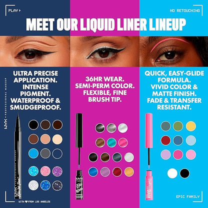 NYX PROFESSIONAL MAKEUP Epic Ink Liner, Waterproof Matte Liquid Eyeliner with Vegan Formula - Mid Night Rise (Deep Navy)