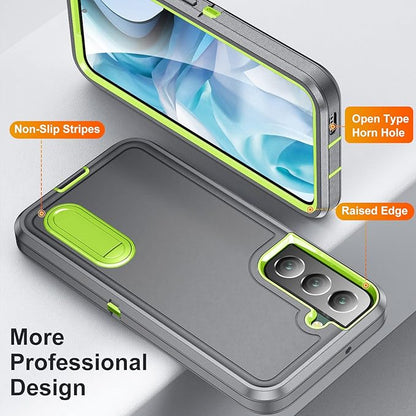 for Samsung Galaxy S22 Plus Case Galaxy S22+ Case with Kickstand Case 3-Layer Military Grade Protective Case Cover Silicone Rugged Shockproof for Galaxy S22 Plus S22+ Phone Case Gray+Green