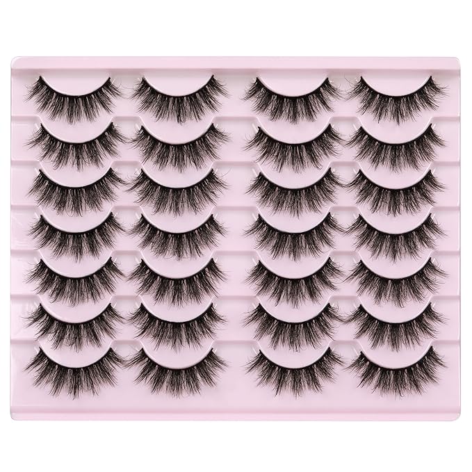 14 Pairs Wispy Mink Lashes False Eye Lashes Natural Look 5D Volume 16mm Fake Eyelashes Pack by TNFVLONEINS