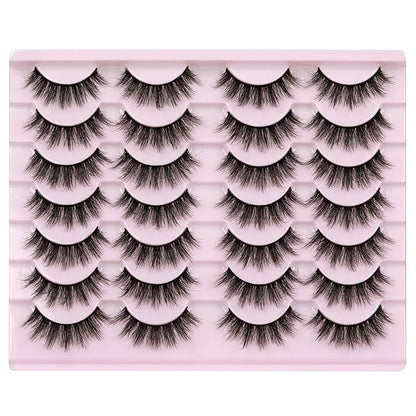 14 Pairs Wispy Mink Lashes False Eye Lashes Natural Look 5D Volume 16mm Fake Eyelashes Pack by TNFVLONEINS