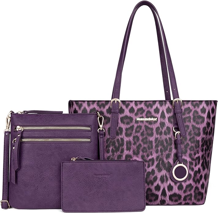 Montana West Purses for Women Tote Bag 3Pcs Set Leopard Print Satchel Handbags