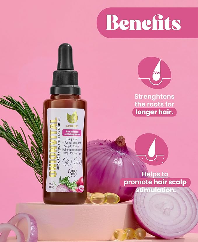 Onionvital Hair Serum with Onion, Rosemary, Biotin & Arginine – Hydrating Serum for Scalp & Hair Care, 60ml