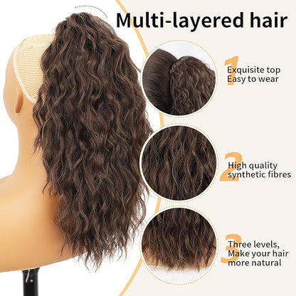 ORSUNCER Ponytail Extension 18" Curly Pony Tail Clip in Claw Ponytail Fluffy Natural Looking Synthetic Hairpiece for Women