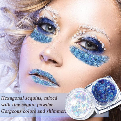 Fluorescent Face Glitter Gel 12 Colours Body Glitter Gel Kit Carnival Glitter Makeup Festival Outfits for Women Hair Glow in The Dark Glitter Gel Light Glitter for Halloween Eyeshadow Nails