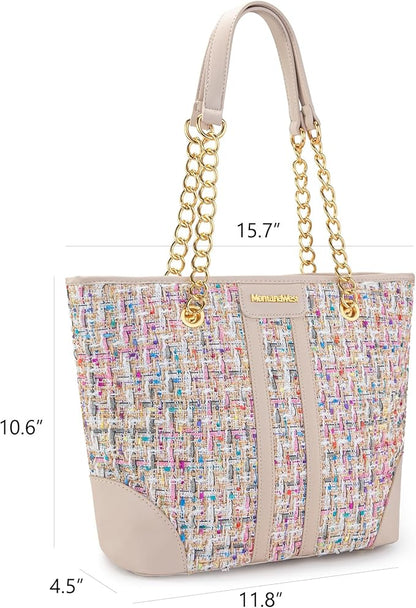 Montana West MEDIUM Tote Bag for Women Quilted Chain Handbags Shoulder Purse