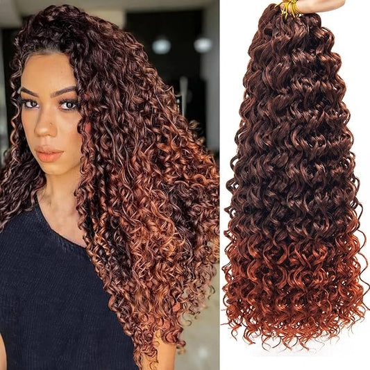 8 Packs Curly Crochet Hair GoGo Curl Crochet hair for Women Deep Wave Braiding hair,Synthetic Bohemian Crochet Braid Water Wave Crochet hair Extensions(18inch, 1B/350)