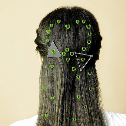 264Pcs Heart Face Gems Love Gems, Self-Adhesive Face Jewels Rhinestones 5/7/10 mm DIY Face Gems Stick on, Valentine Makeup Gems Rave Accessories for Face Eyes Hair Makeup Body, Crafts (Green)