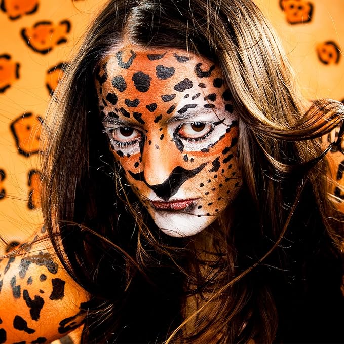 Orange Face Body Paint Stick, Eye Black Stick for Sports, Waterproof Full-Coverage Orange Face Makeup for Halloween Pumpkin Cheetah Lion Tige Cosplay Makeup