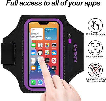 Armband for Samsung Galaxy S25/S24/S23/S22/S21/S20/S10/S9/S8,Galaxy A01/A8/A10e/A20e/A41/M01/Xcover 5,Water Resistant Sport Armband with Zipper Slot for Galaxy Buds (Purple)
