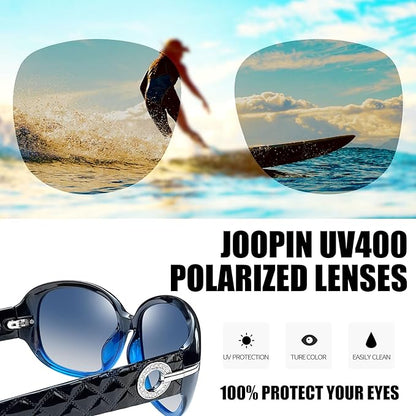 Joopin Big Womens Sunglasses Polarized Trendy Sun Glasses Large Rectangle UV Protection Rhinestone Sunnies