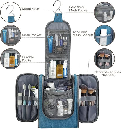 Narwey Small Hanging Travel Toiletry Bag Cosmetic Make up Organizer for Women and Men (Medium, Navy Blue)