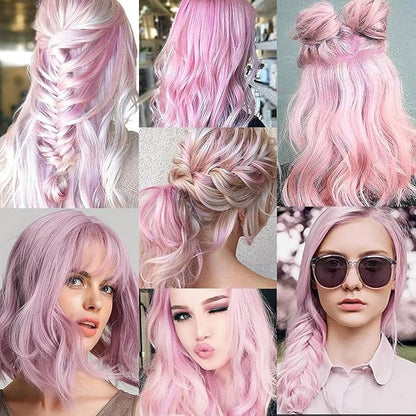 20 Inch Colored Light Pink Hair Extensions Party Highlights, Straight Hairpiece Clip in Synthetic Hair Extensions for Kids Girls (12 Pcs Light Pink)