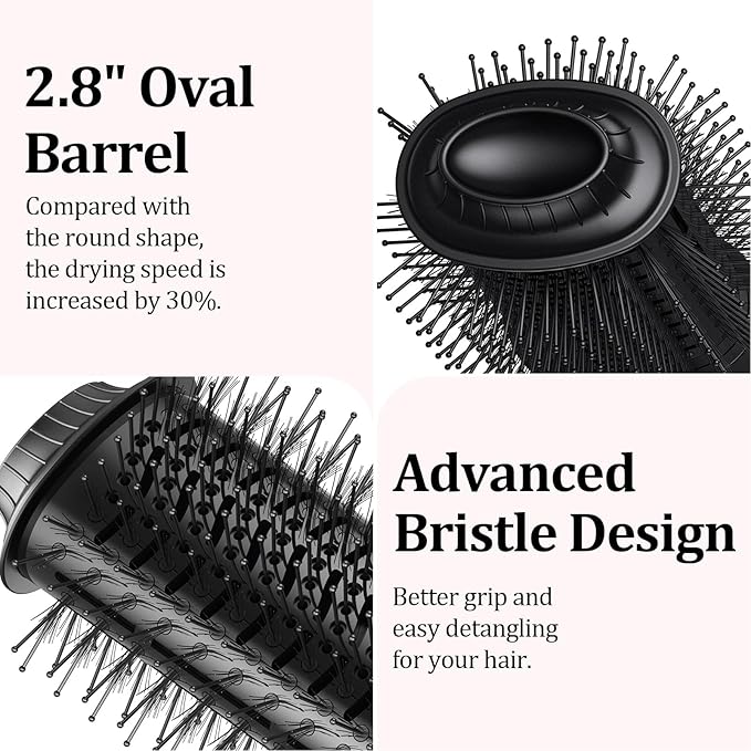 110~250V Dual Voltage Hair Dryer Brush for International Travel, EU/UK Plug Adapter & Travel Case Included, Europe Travel Essentials for Women