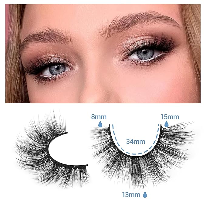 14 Pairs False Eyelashes Natural Mink Lashes Wispy Cat Eye Lashes 14mm 3D Volume Strip Fake Eyelashes Pack by TNFVLONEINS