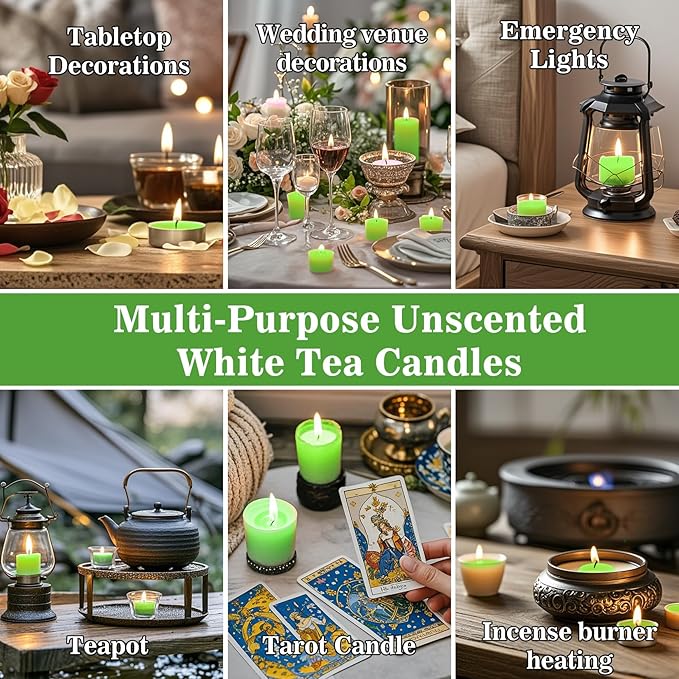 50PCS Green Tea Light Candles