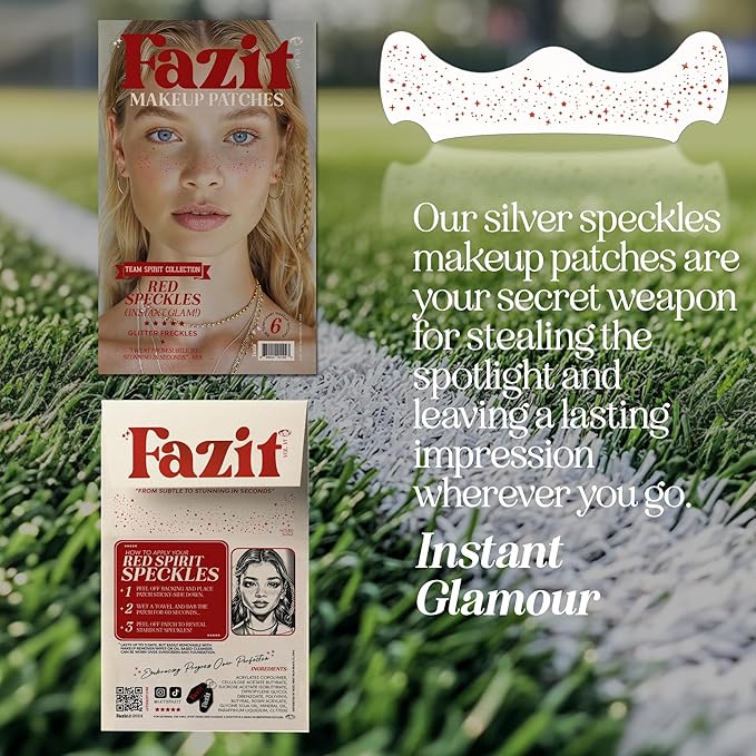 Fazit Beauty Face Makeup Patches - Waterproof Red Speckles - Temporary - 6 Count