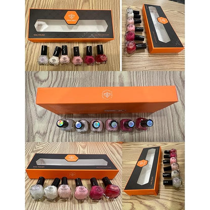 modelones Nail Polish Set, 6 Colors Quick Dry Nude Hot Pink Chrome Nail Polish Light Pink Shimmer Pearl Spring Summer Fingernail Polish DIY Nail Art Salon Home Easter Gifts for Women Girl