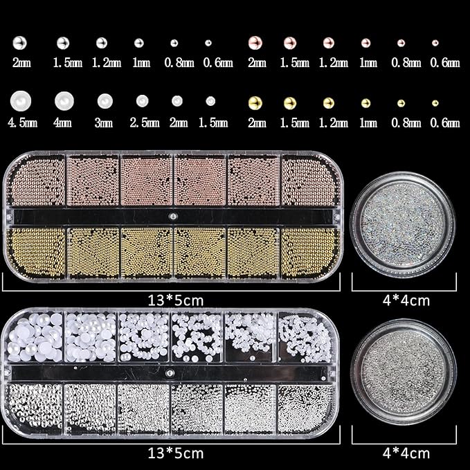 Nail Art Pearls Flatback Rhinestones Nail Charms Gold Silver White Half Round Supplies Luxurious Design Accessories Rhinestones for Women DIY Manicure Decorations